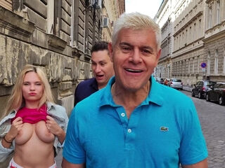 Busty blonde goddess has her tight pussy fucked by an older guy she met on streets