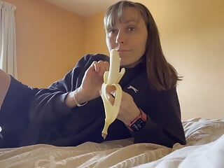 I enjoy deep throating on bananas