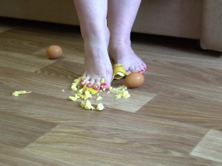 'Fat gams nude soles ruthlessly stomped banana and moist eggs. Kick Fetish.'