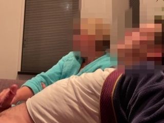 'Casual hand-job from wifey while eyeing tv on couch'
