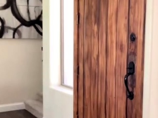 Busty curly brunette with big boobs fucks on couch